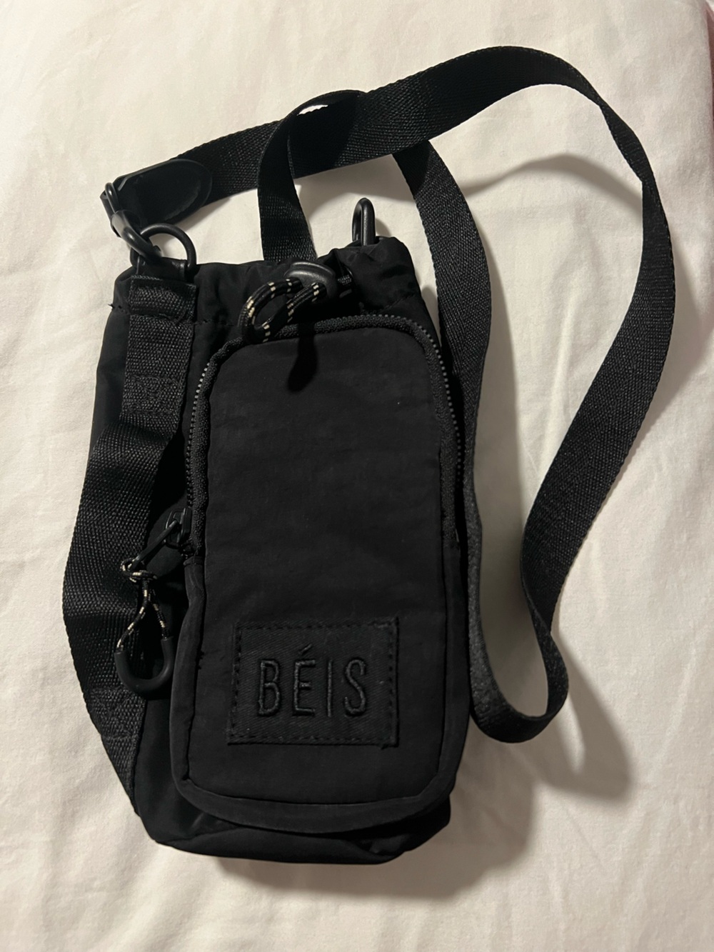 BEIS Black Crossbody Water Bottle Bag